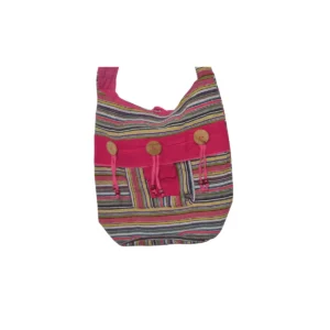 Pink hobo bag with horizontal stripe pattern in multiple widths and shades