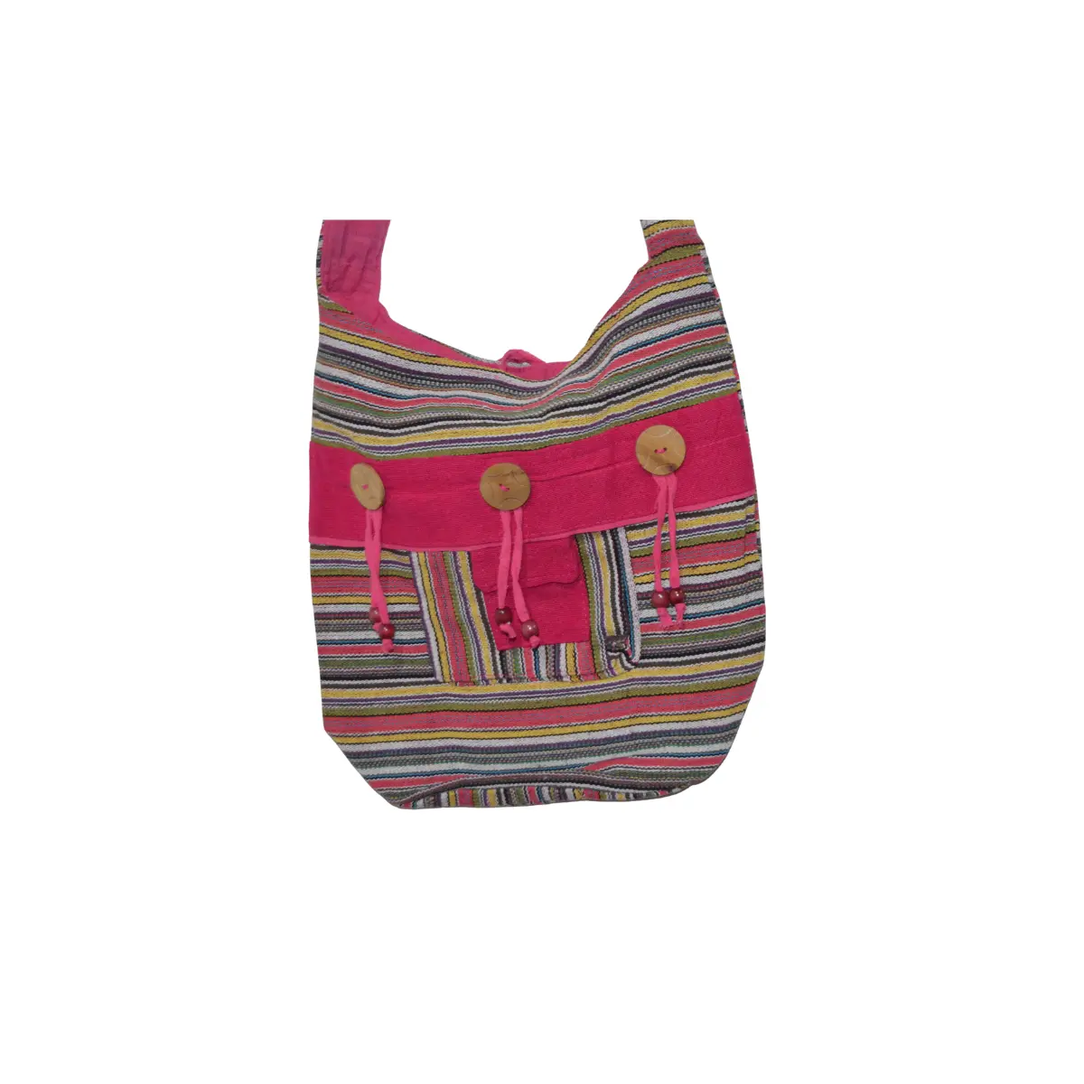 Pink hobo bag with horizontal stripe pattern in multiple widths and shades